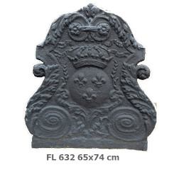  Decorated cast iron fireplace plate